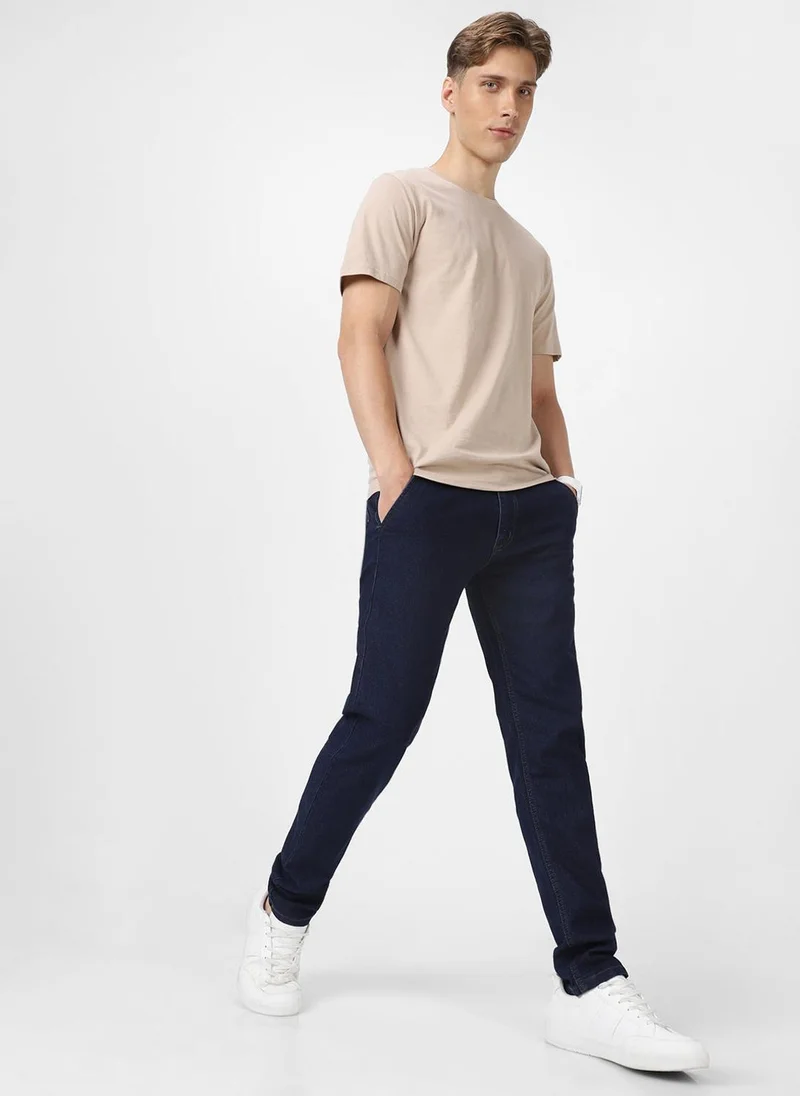 Urbano Fashion  Urbano Fashion Men's Dark Blue Slim Fit Washed Jeans Stretchable for Men | Best Price UAE